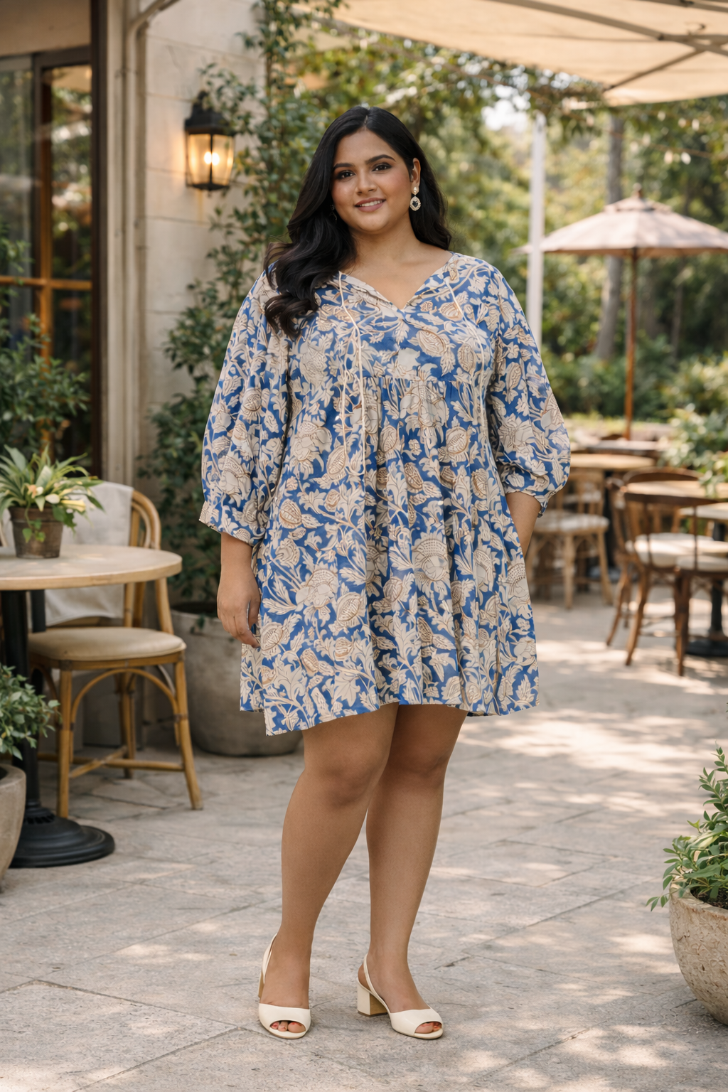 Blue Paisley Print Cotton Doll Dress