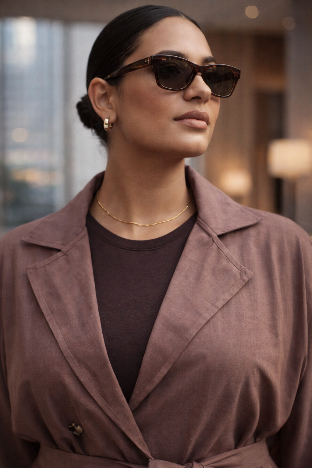 Plus Size Linen Long Trench Coat – Belted Smart Casual Coat