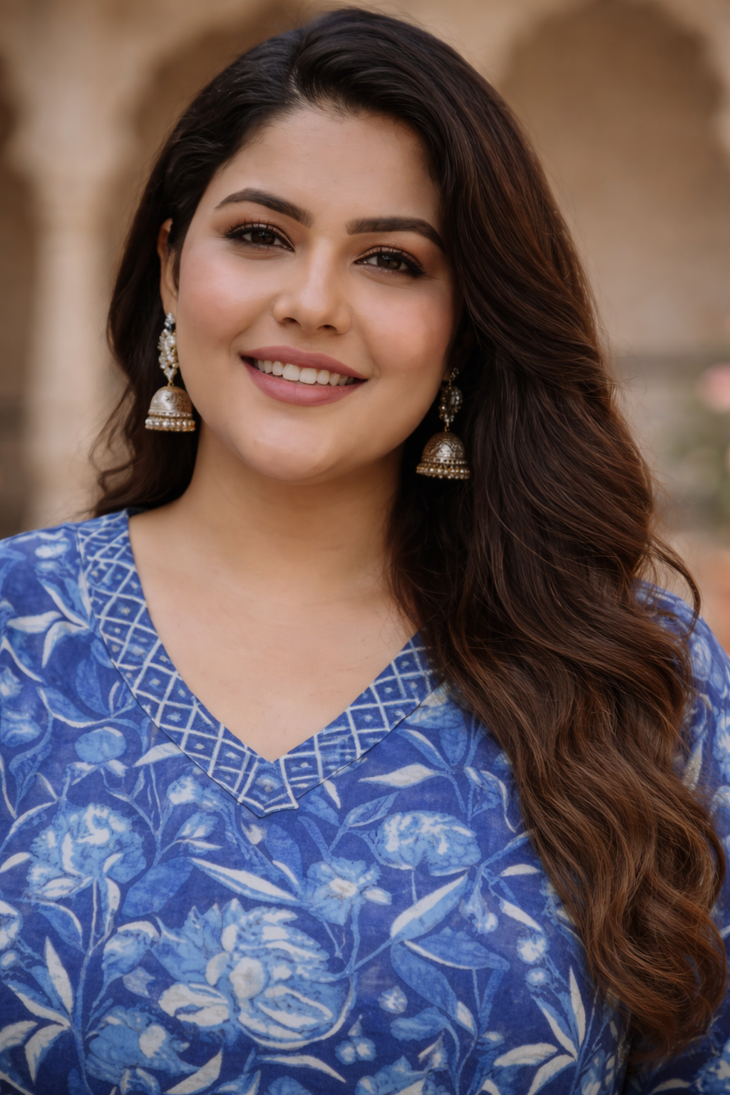 Blue Bagru Print Cotton Kurta Set(Set Of 2)