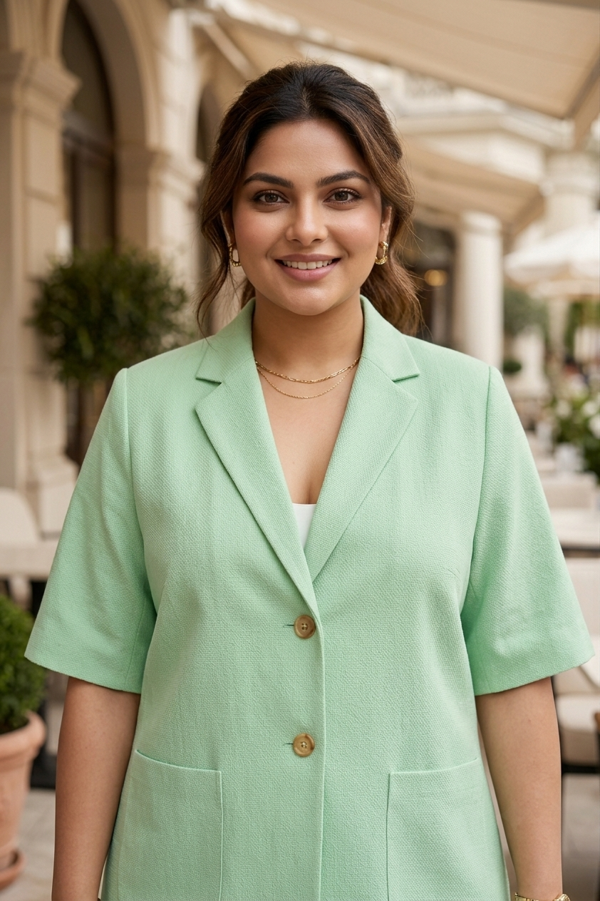 Mint Green Linen Jacket for Women (Only Jacket)
