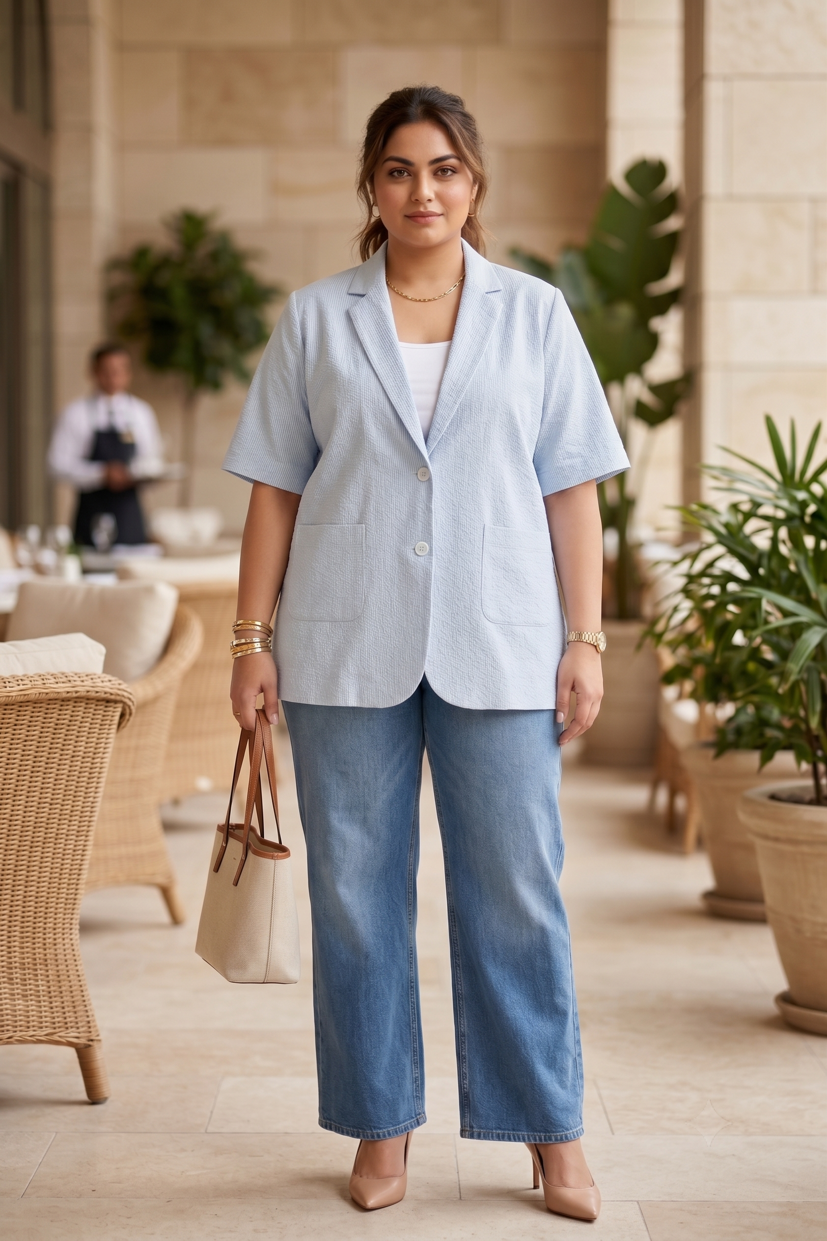 Classic Sky Blue Cotton Blazer Jacket( Only Jacket)