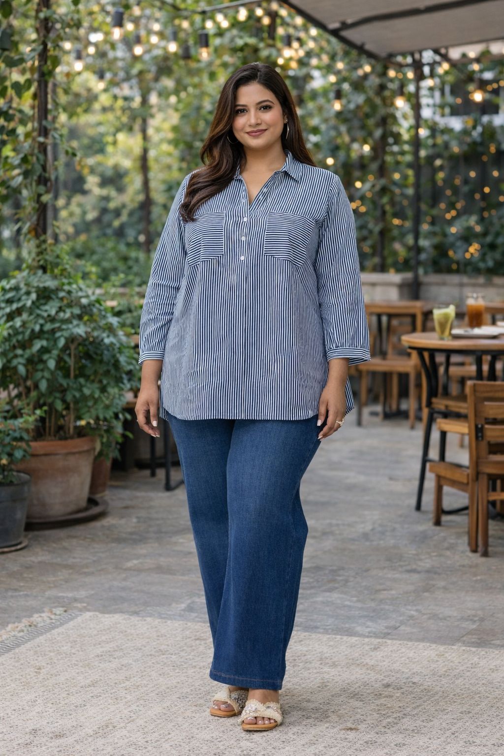 Electric Blue Striped Shirt for a Bold Office Look