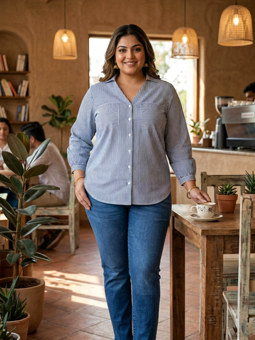 Electric Blue Striped Shirt for a Bold Office Look