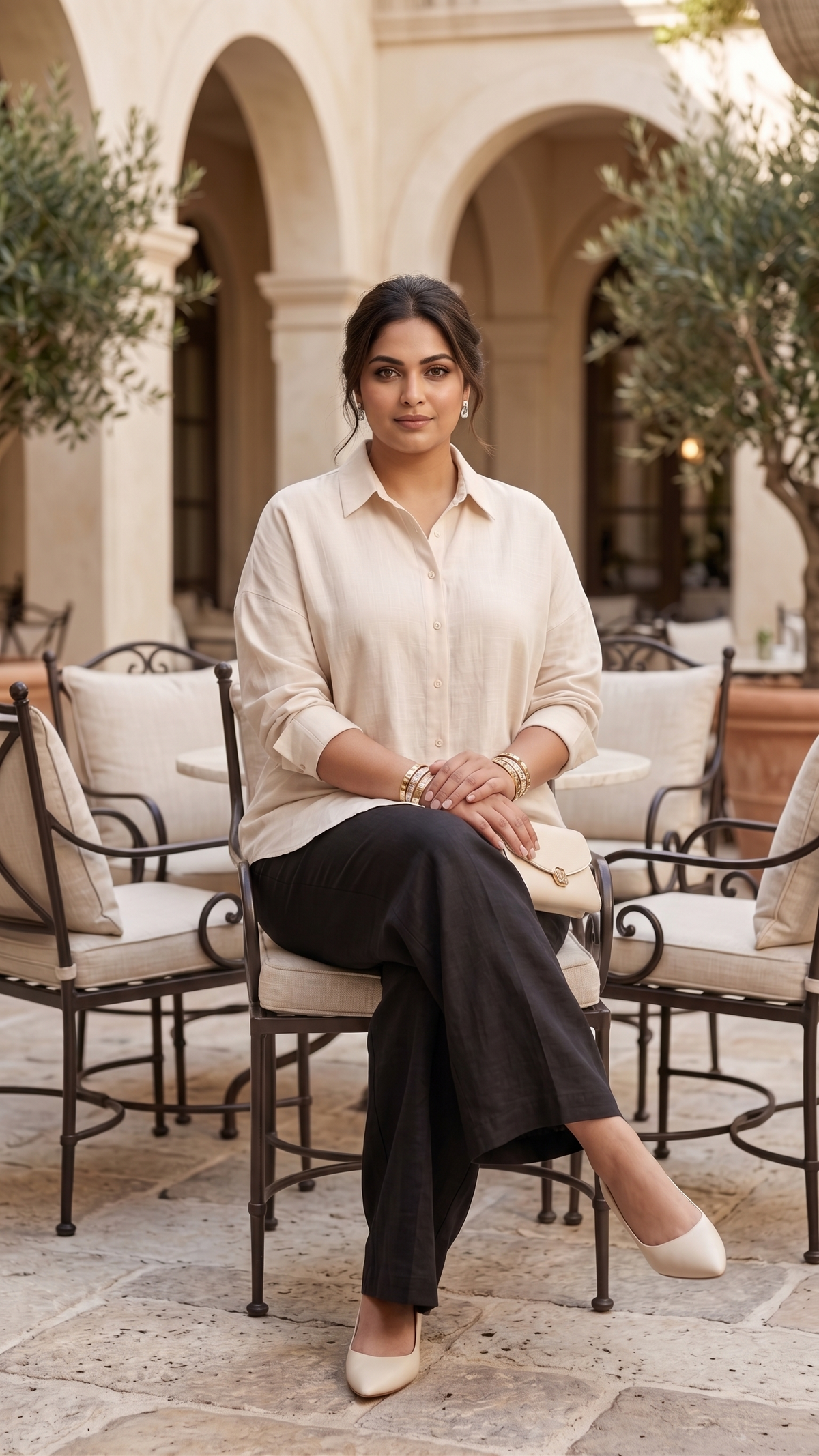 Plus Size Cotton Linen Shirt – Relaxed Fit Collared Shirt