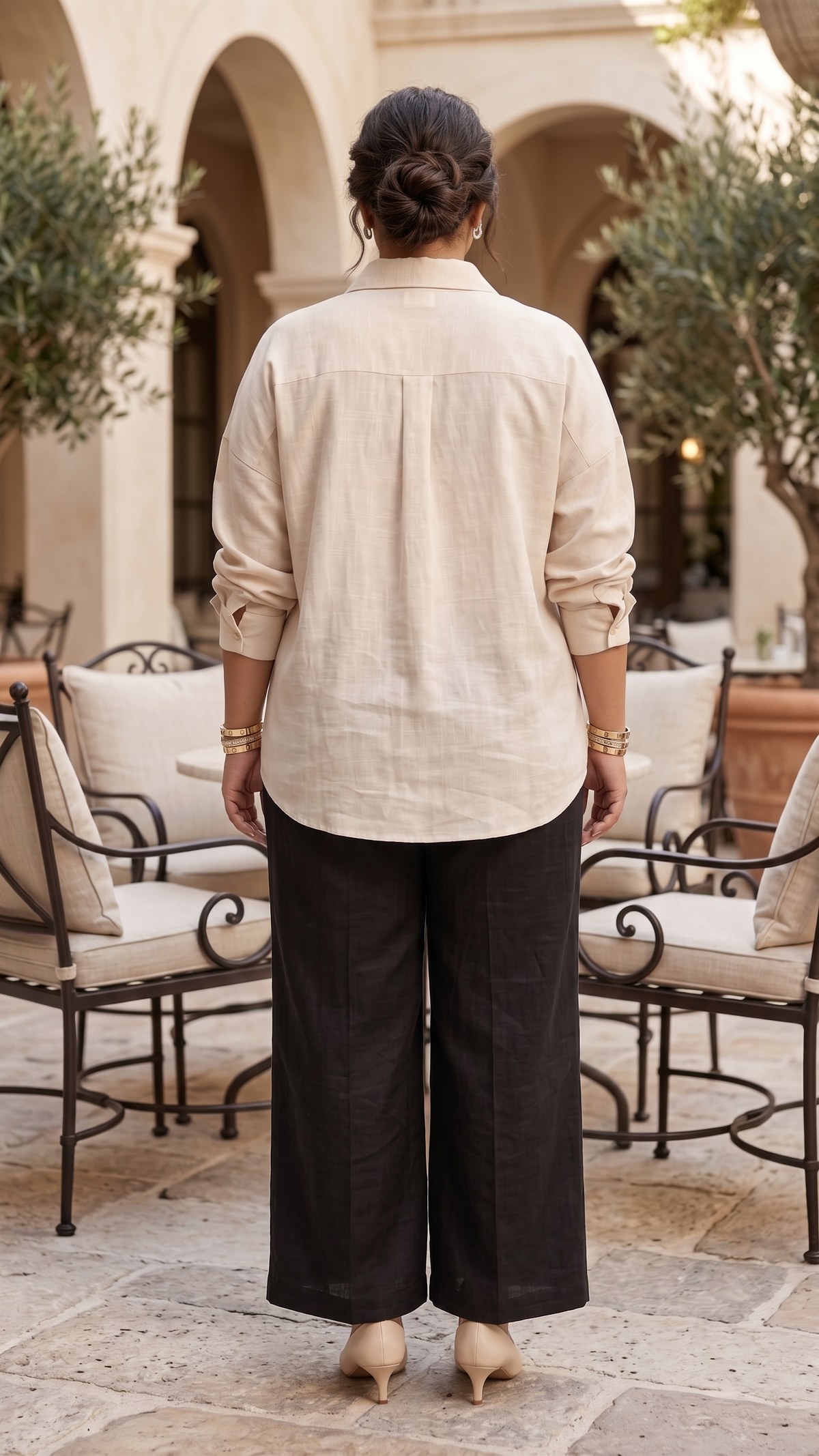 Plus Size Cotton Linen Shirt – Relaxed Fit Collared Shirt