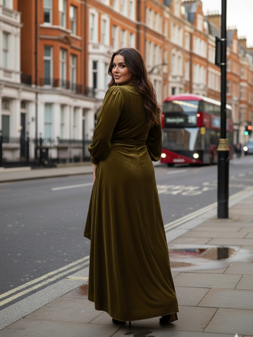 Regular Olivia Velvet V-Neck Wrap Gown