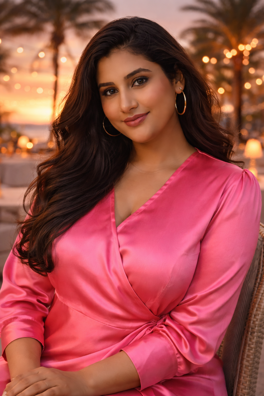 PINK SATIN WRAP GOWN