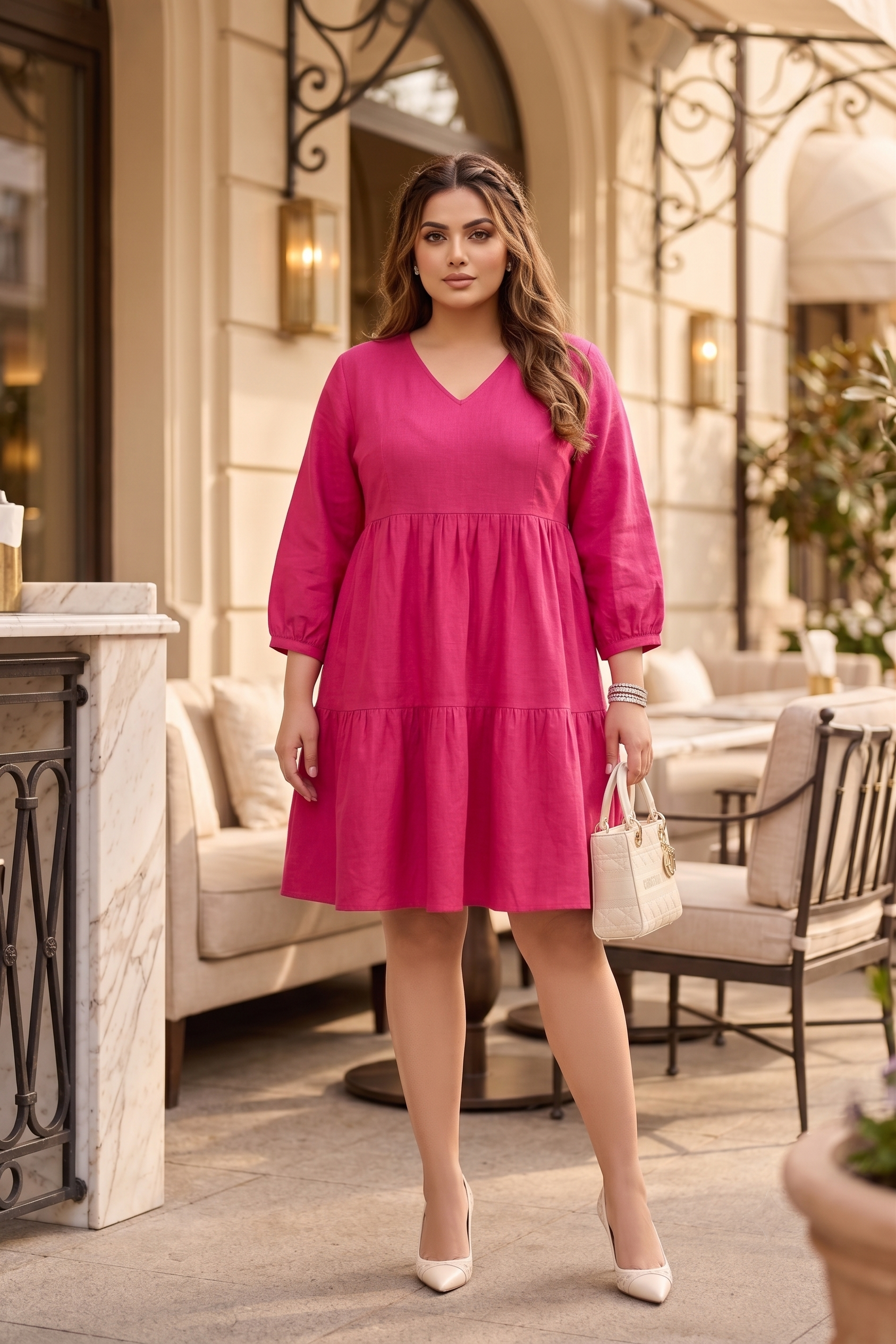 Barbie Pink Tiered Short Dress