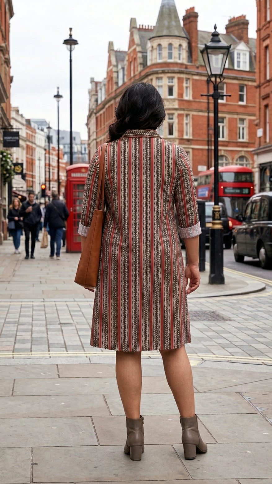 Plus Size Striped Cotton Shirt Dress for Women – Casual Smart Fit Knee Length Dress