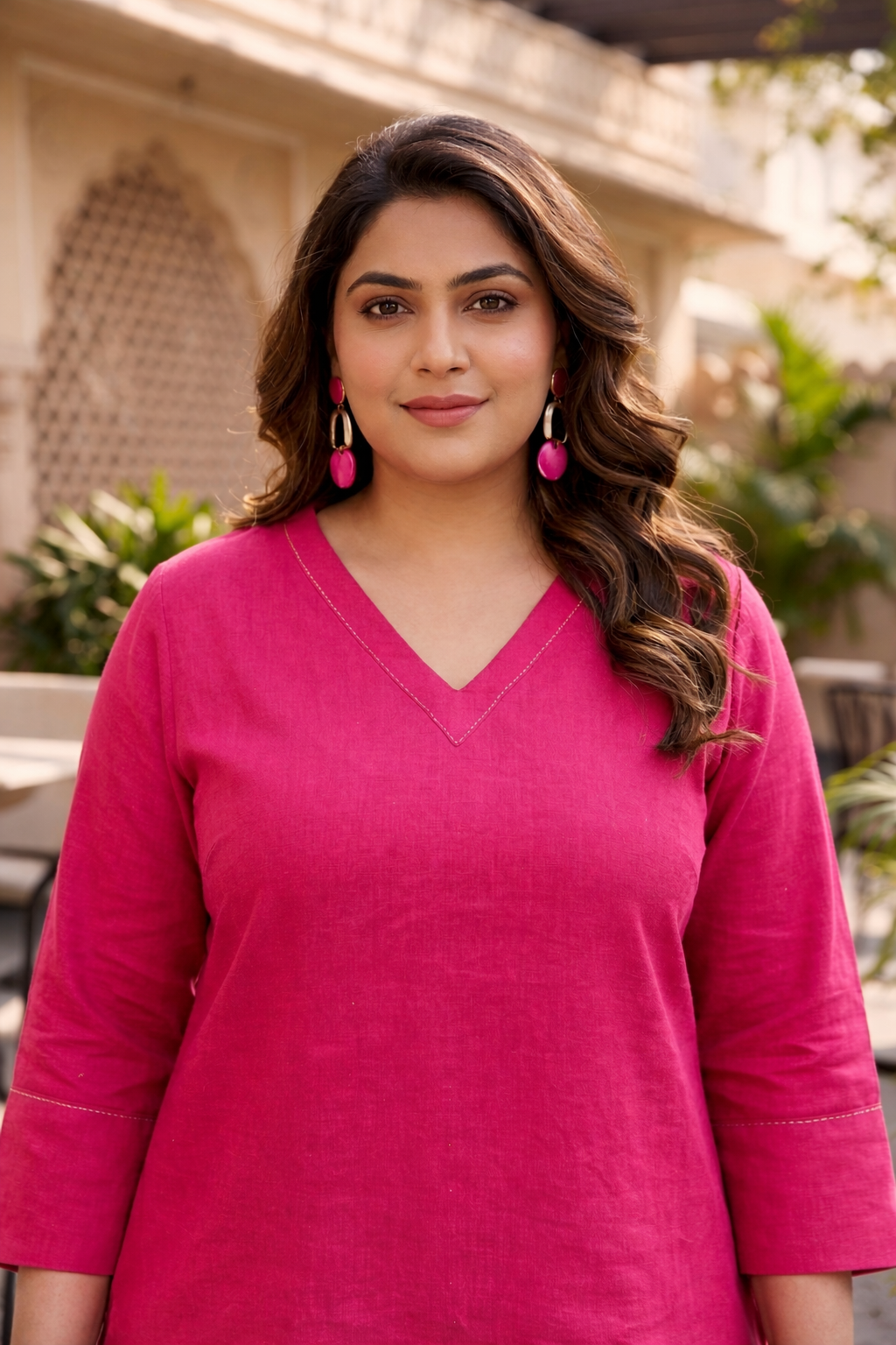 Pink Linen Short Top (Only Top)
