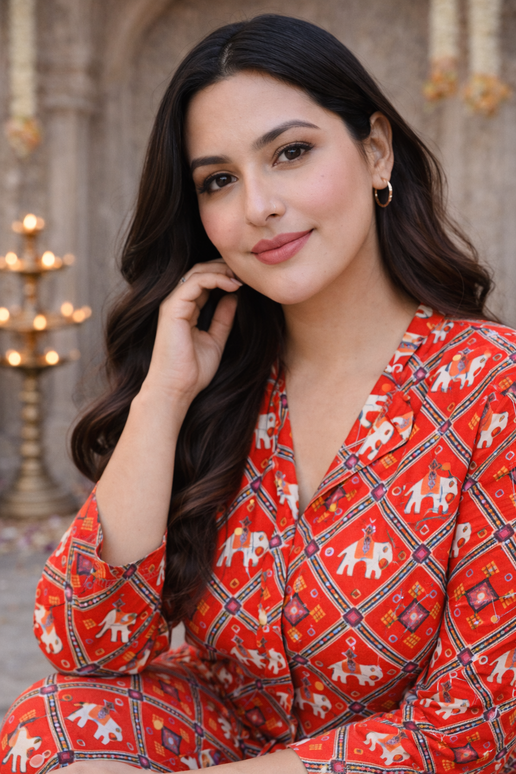 Red Printed Cotton Co-ord Set