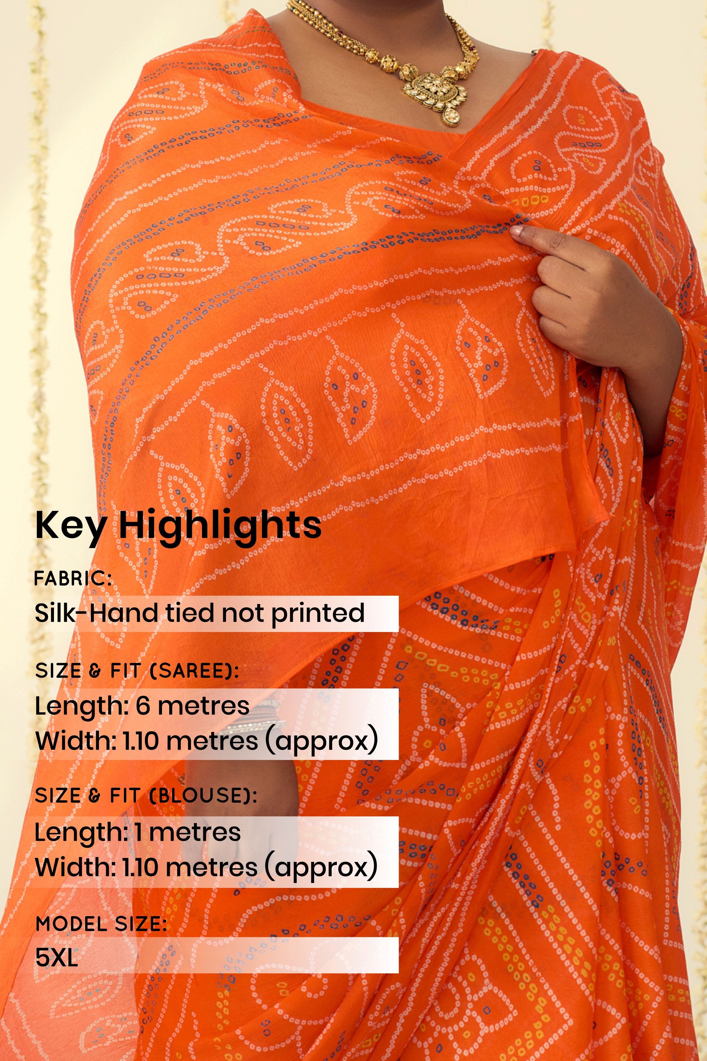 Vibrant Orange Bandhani Saree