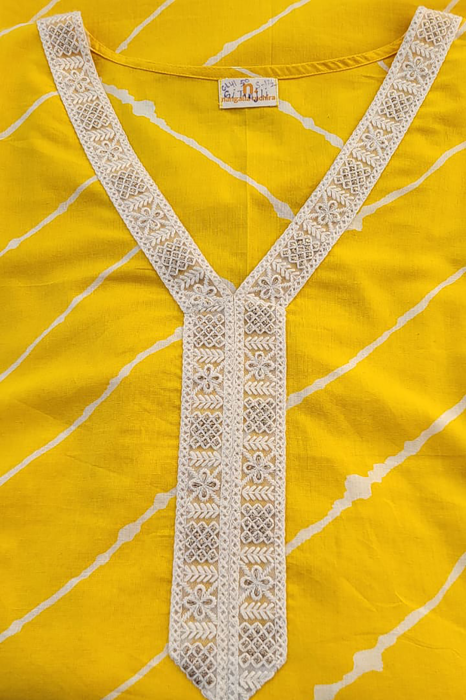 Plus Size Yellow Leheriya Kurta with Palazzo Set for Women