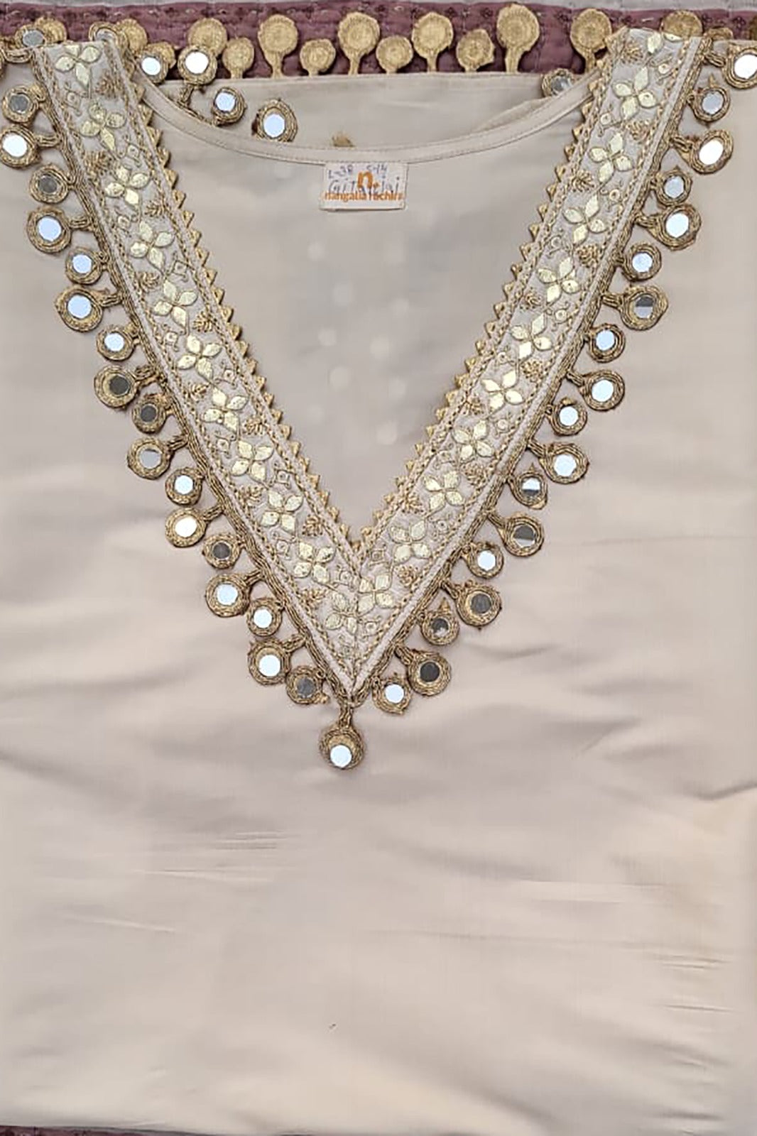 Ivory Taffeta Embroidered Wedding Kurta Set for Women