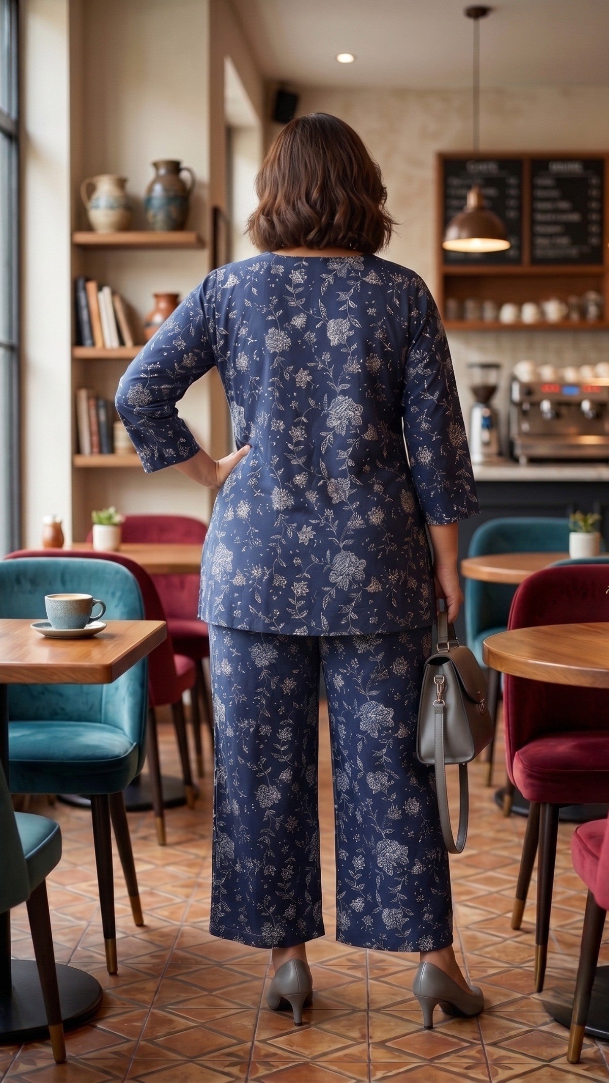 Navy Blue Floral Lounge Co-Ord Set