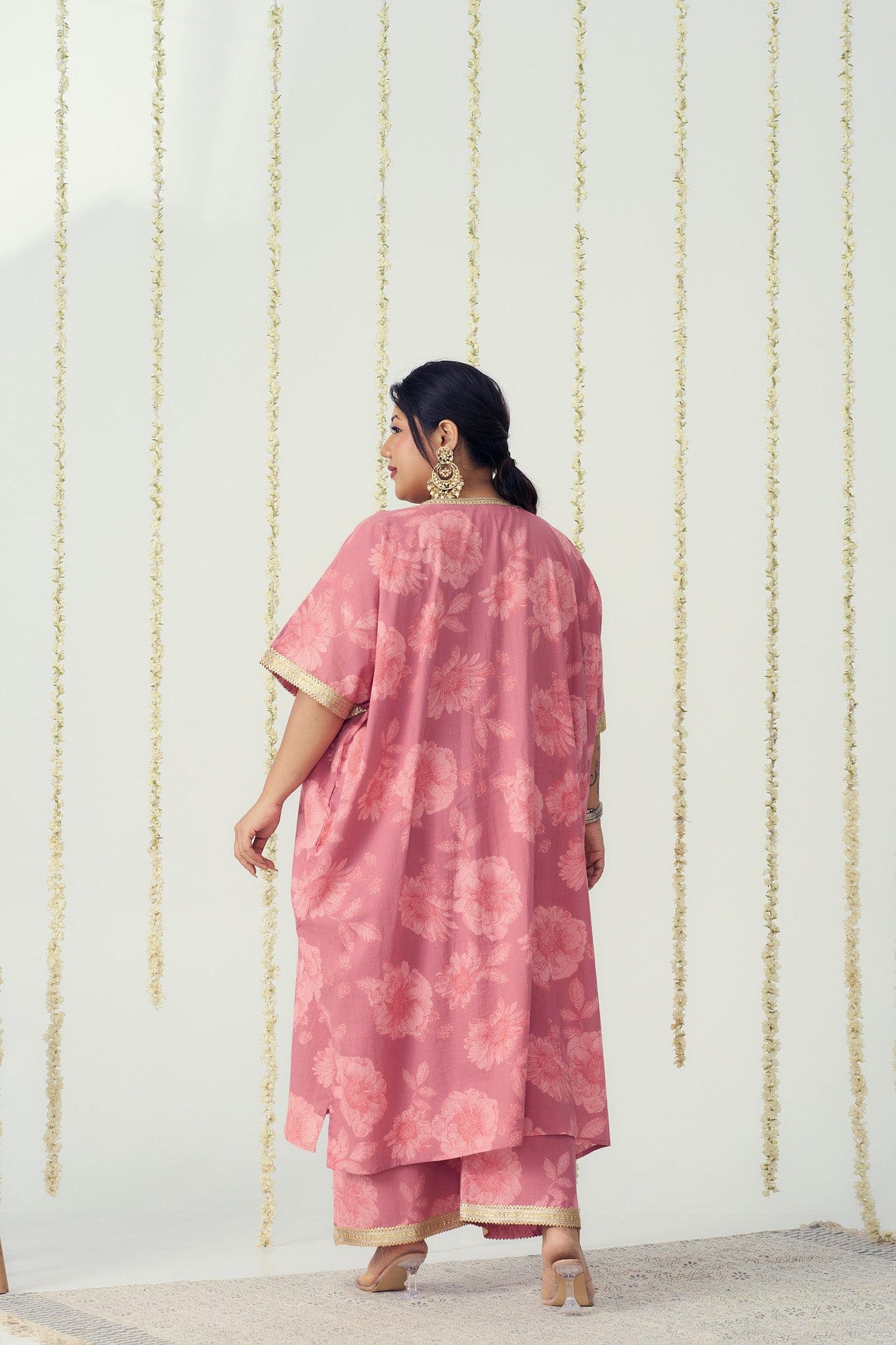 Blush Pink Cotton Kaftan Coord Set