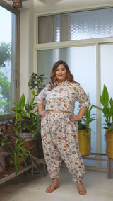 Cotton Floral Printed Collared Co-ord Set