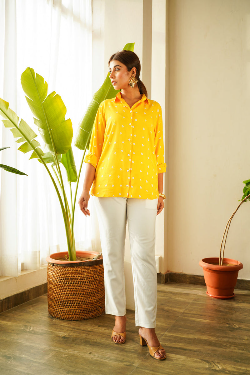 Mango Yellow Bandhani Shirt