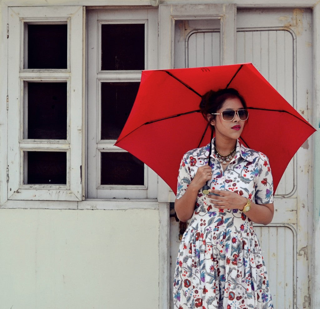 Cotton Floral Print Collared Maxi Dress