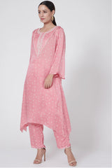 Blush Pink Embroidered & Printed Kurta Set