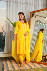 Navrai Yellow Bandhani Suit Set