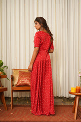 Red Bandhani Indo-Western Dress