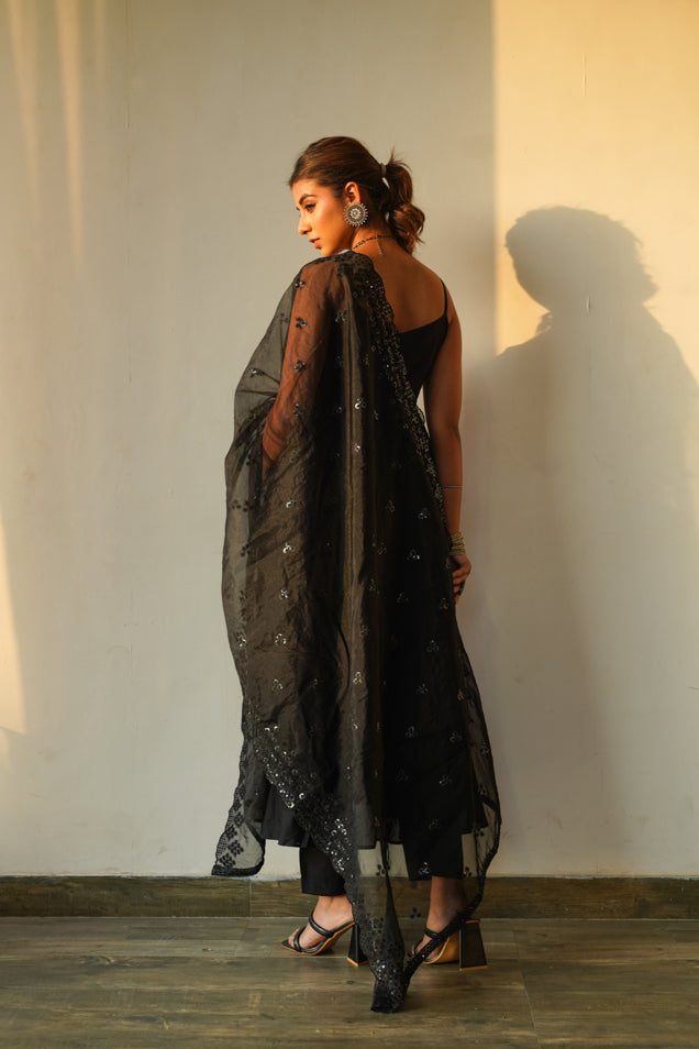 Regal Black Shiny Anarkali