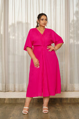 Hot Pink Front Knot Dress