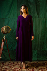 Purple Velvet Wrap Gown