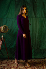 Purple Velvet Wrap Gown