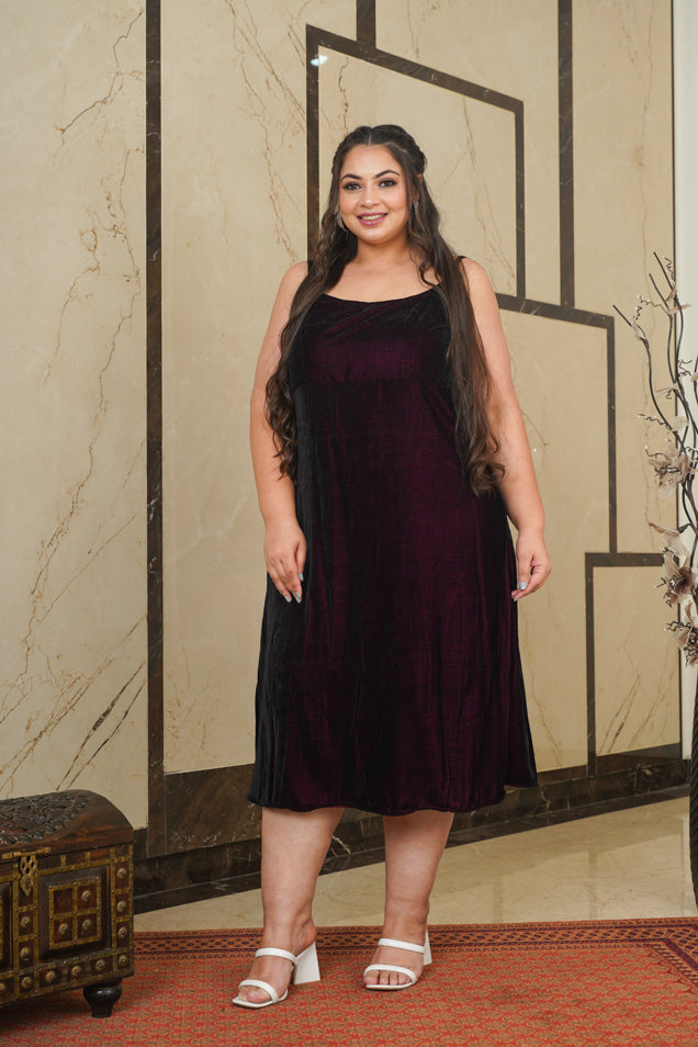 Wine Velvet Strap Dress