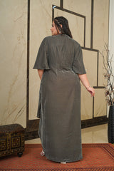 Cementia Velvet Wrap Gown-Plus Size