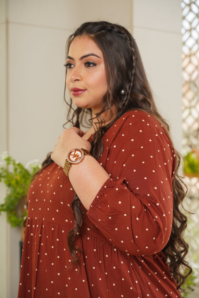 Maroon Polka Dot Midi dress