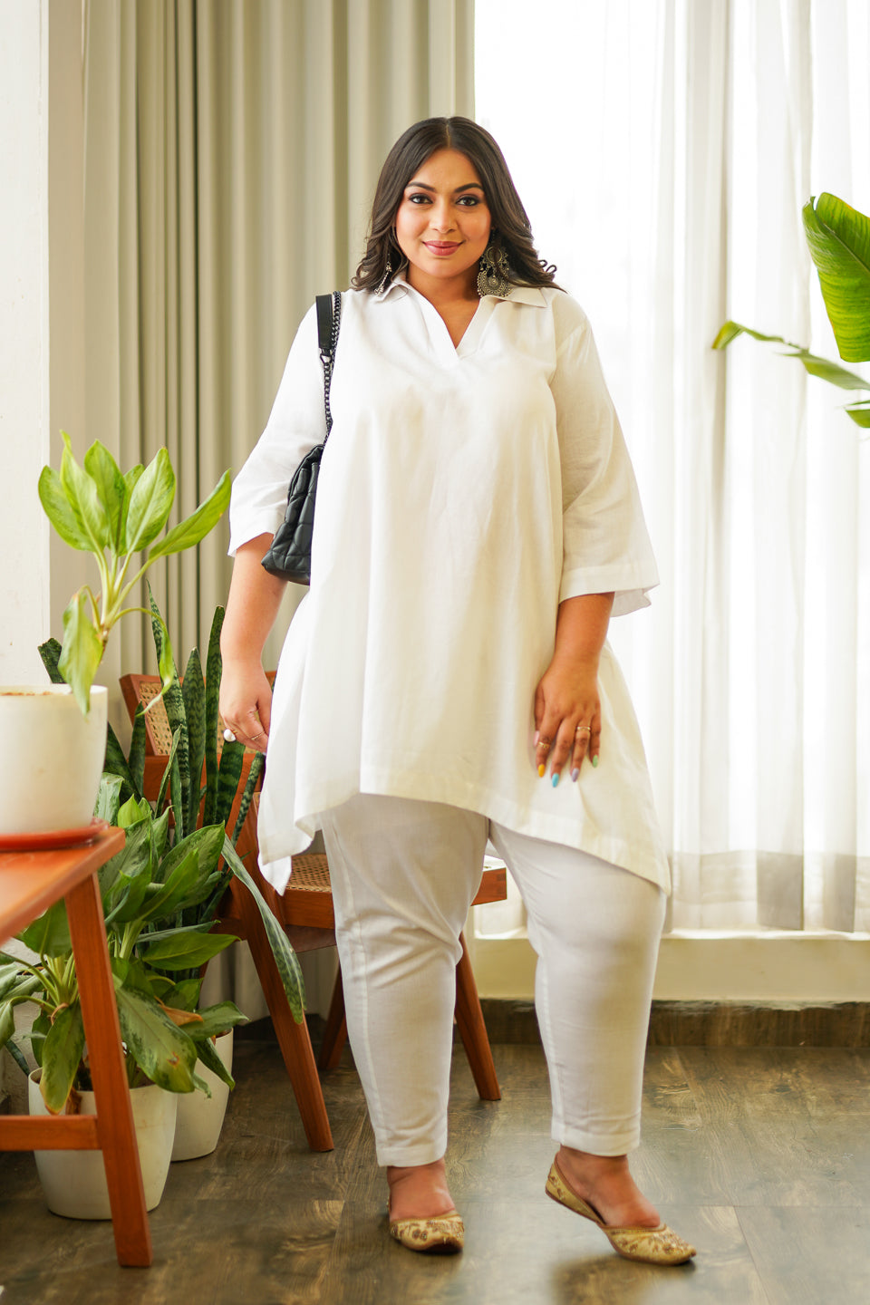 Ikigai White Cotton Co-ord Set