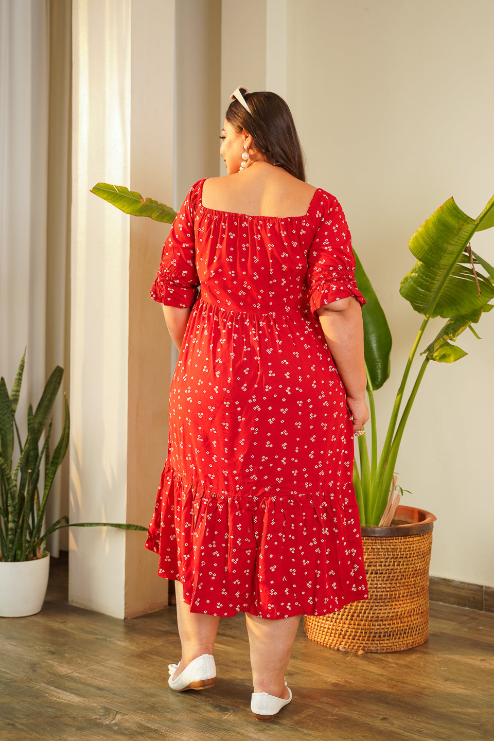 Glam Red Smocked Tiered Dress