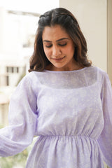 Lilac elasticated short dress- Regular Size