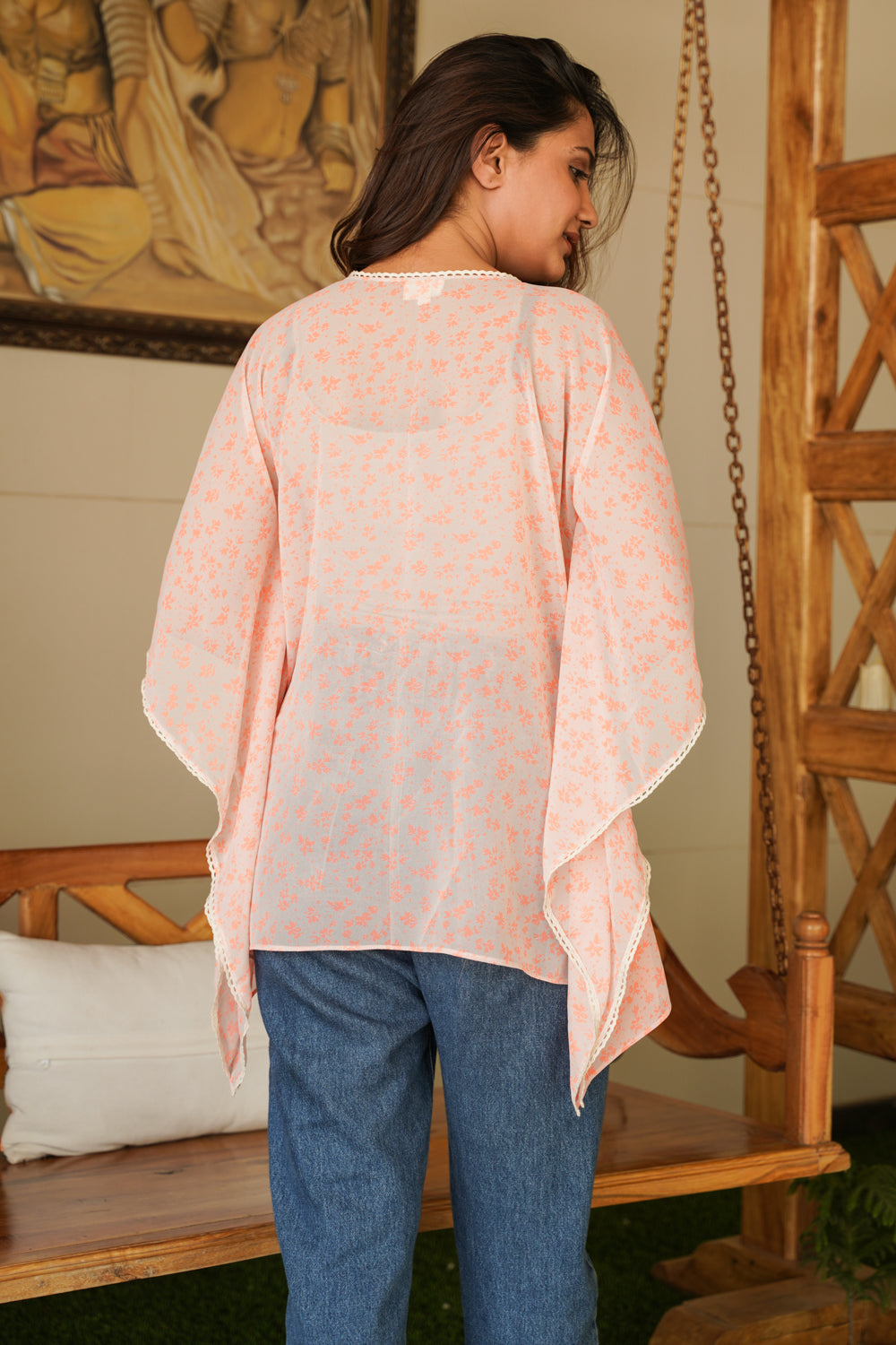 SUMMER-PEACH SHORT GEORGETTE SHRUG