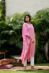 Pink Bandhani Kaftan Dress