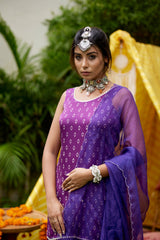 Purple Bhandhani Sharara Set - Regular Size