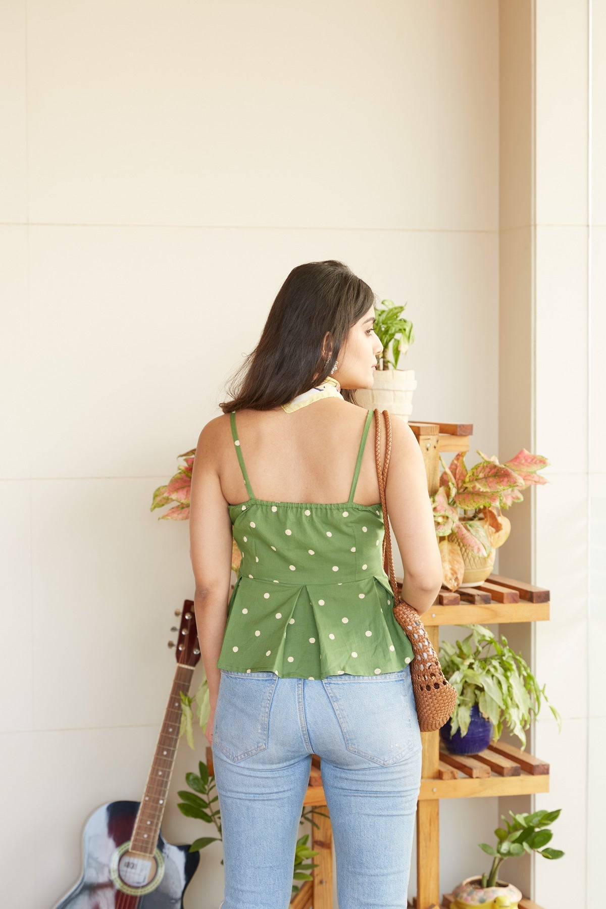 Sleeveless Polka Peplum Top | NR