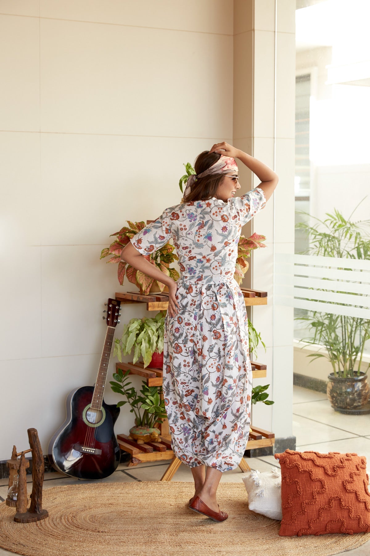 Floral hand block Print Crop top & Maxi Harem Pants- NR