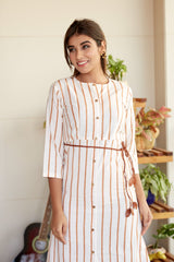 Brown Striped Cotton Maxi Dress | NR