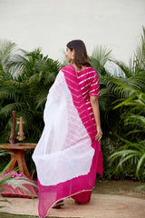 Pink & white Jaipur Leheriya Set | NR