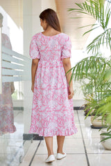 Pink Floral Cotton Maxi- Regular Size