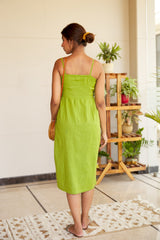 Green Strappy Buttondown Dress