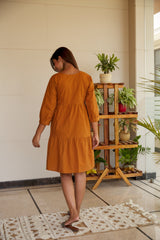 Tan Tiered Midi Dress - Regular Size