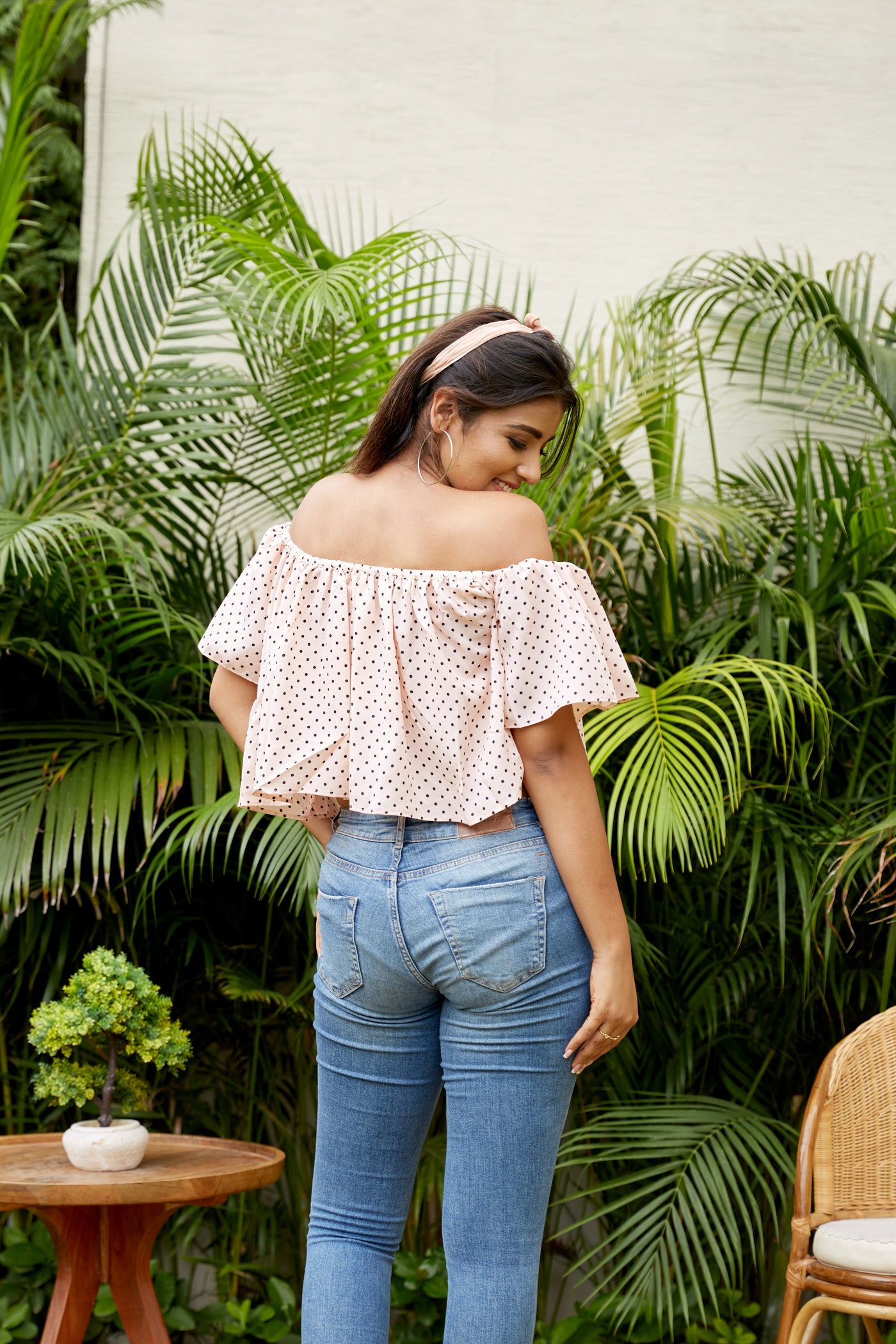 Peachy Bardot Off Shoulder Crop