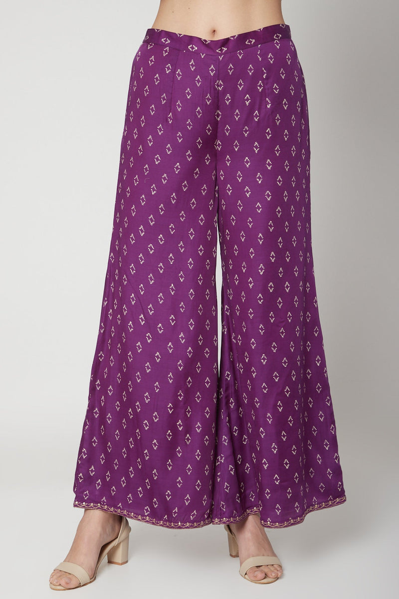 Purple Co-ord set with Palazzo Loose Pants | NR