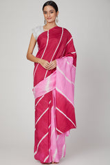 Pink Ombre Leheriya Saree Set