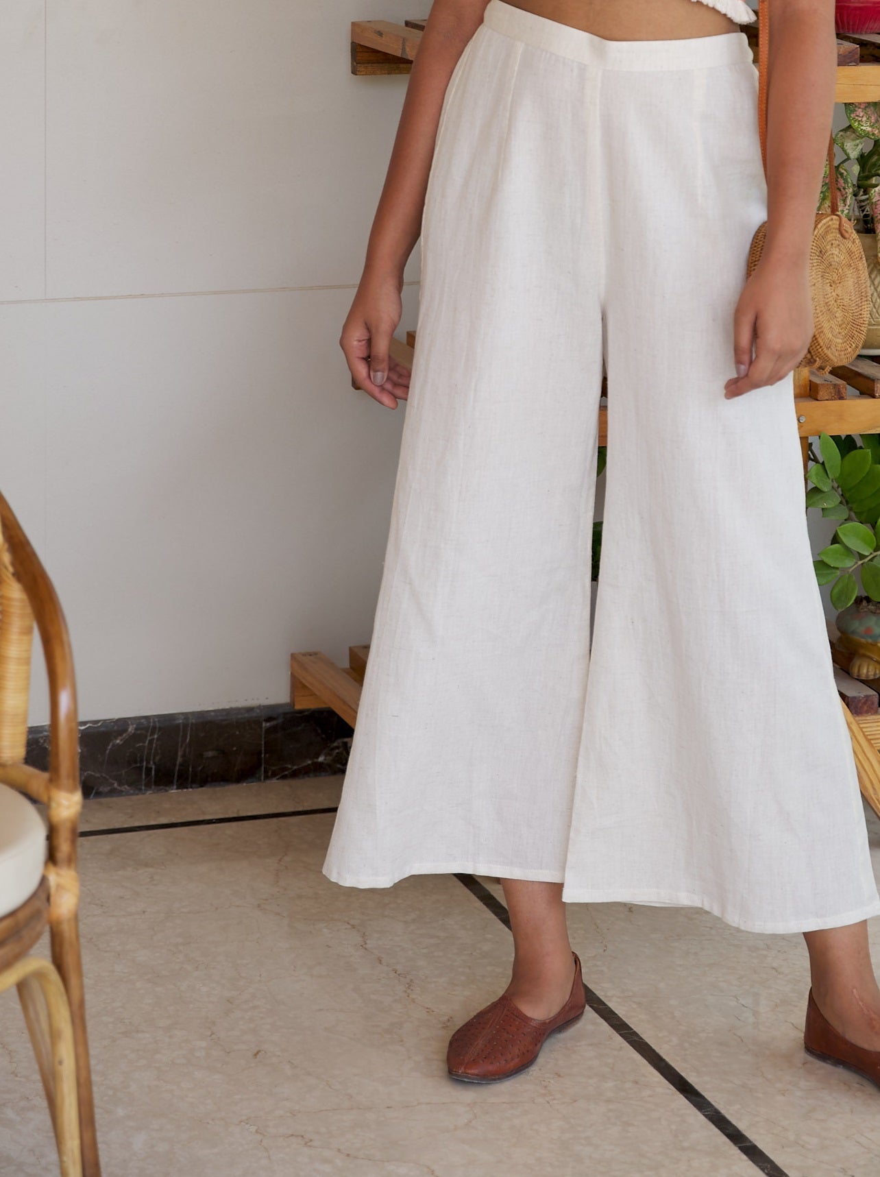 Off White Linen Culottes